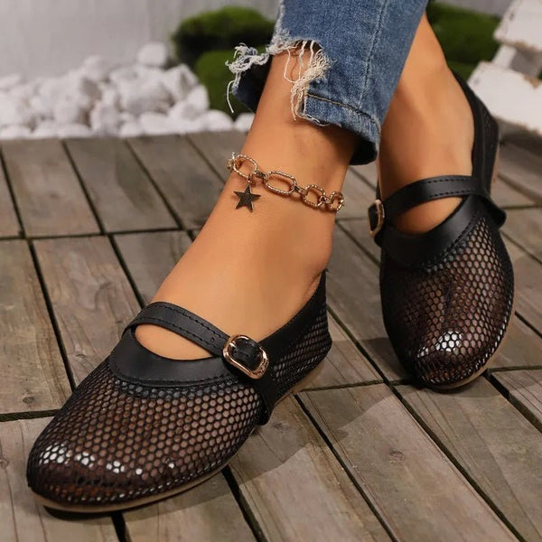 Hermione Mesh Mary Jane Ballet Flats
