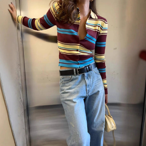 Hope Striped Knit Cardigan