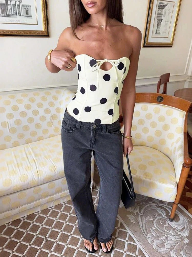 Στράπλες τοπ Jaida με πουά σχέδιο