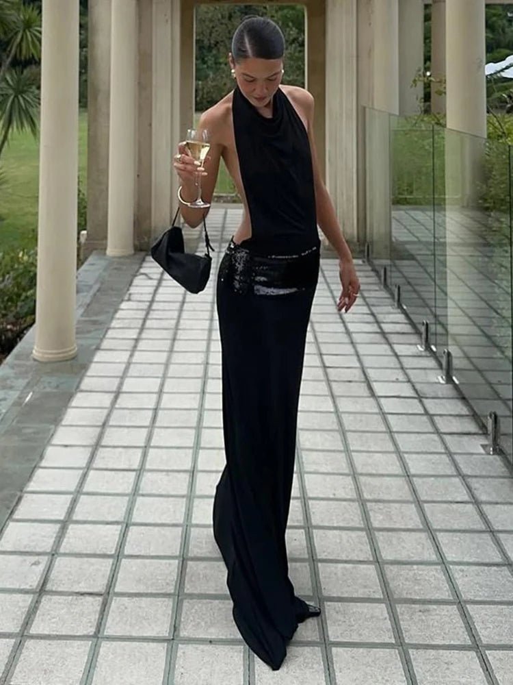 Μάξι φόρεμα Jane με λαιμόκοψη halter και draped εφαρμογή