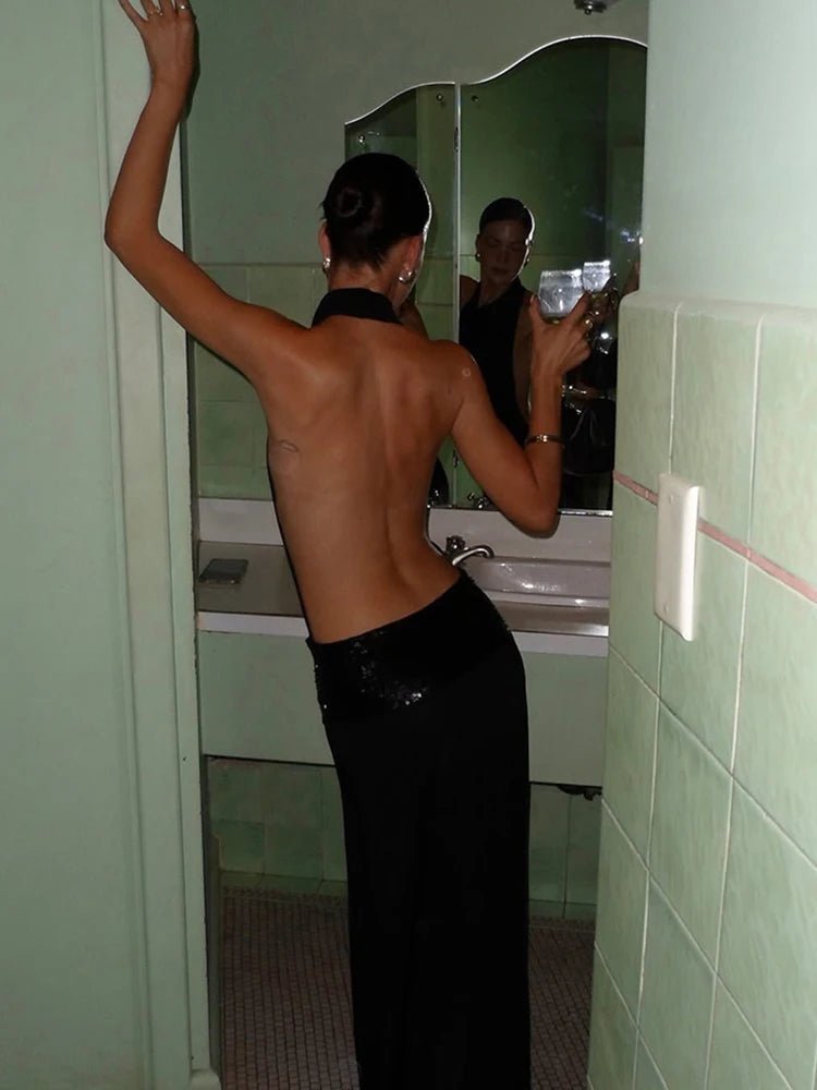 Μάξι φόρεμα Jane με λαιμόκοψη halter και draped εφαρμογή