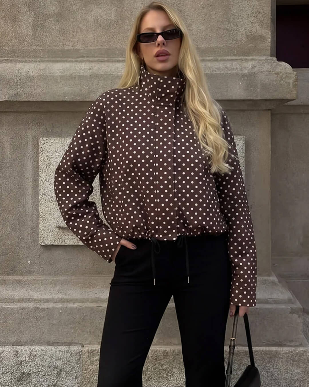 Μπουφάν Janelle με ψηλό γιακά και κορδόνι