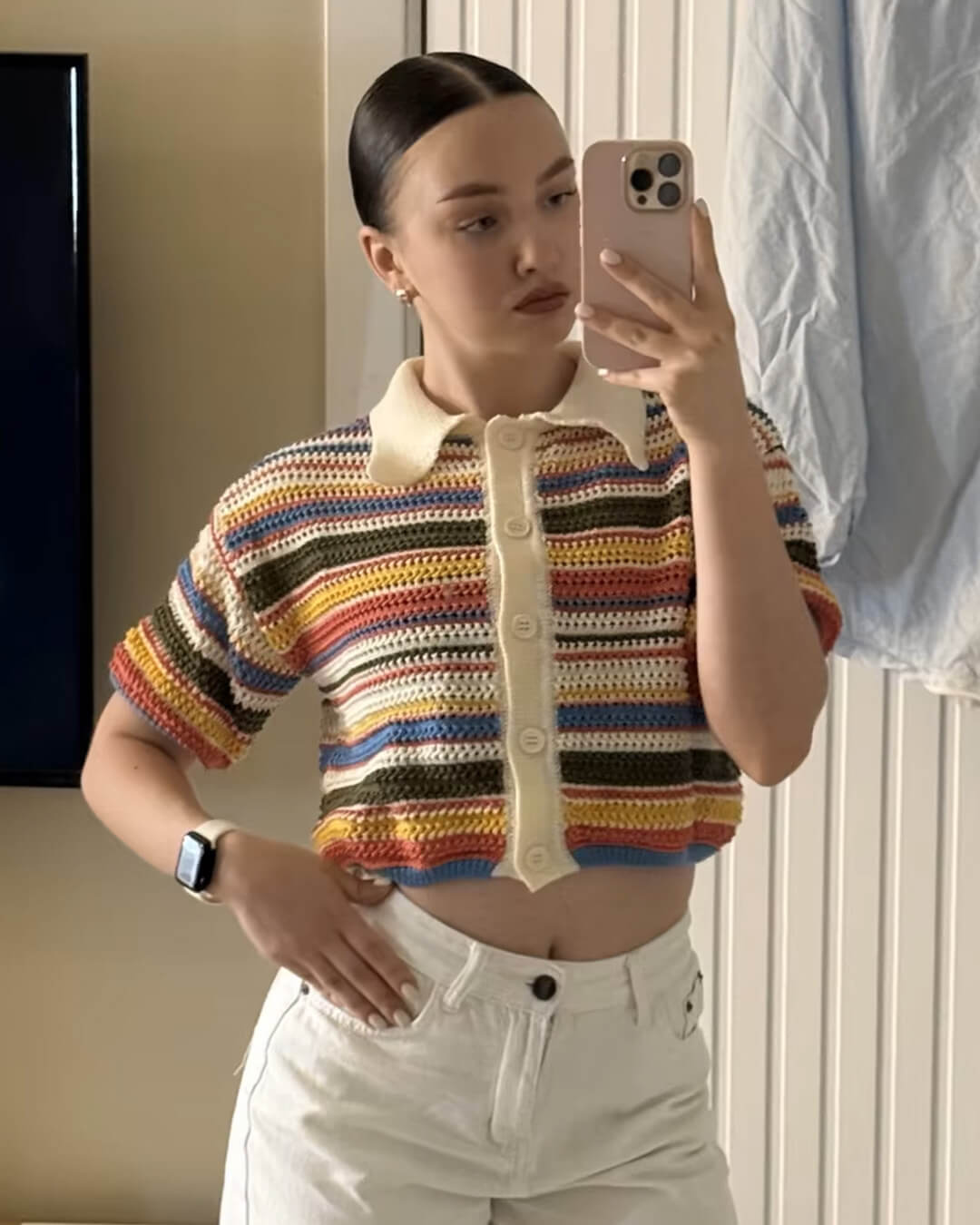 Jasmin Crochet Crop Sweater Shorts Set