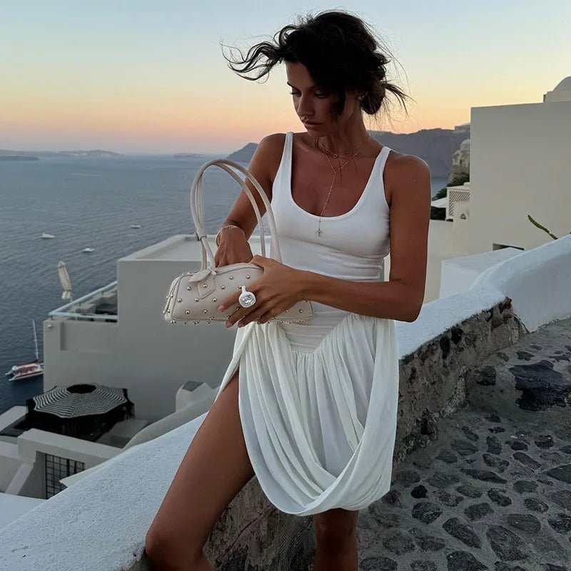 Μίνι φόρεμα Jennifer χωρίς μανίκια με ντραπέ