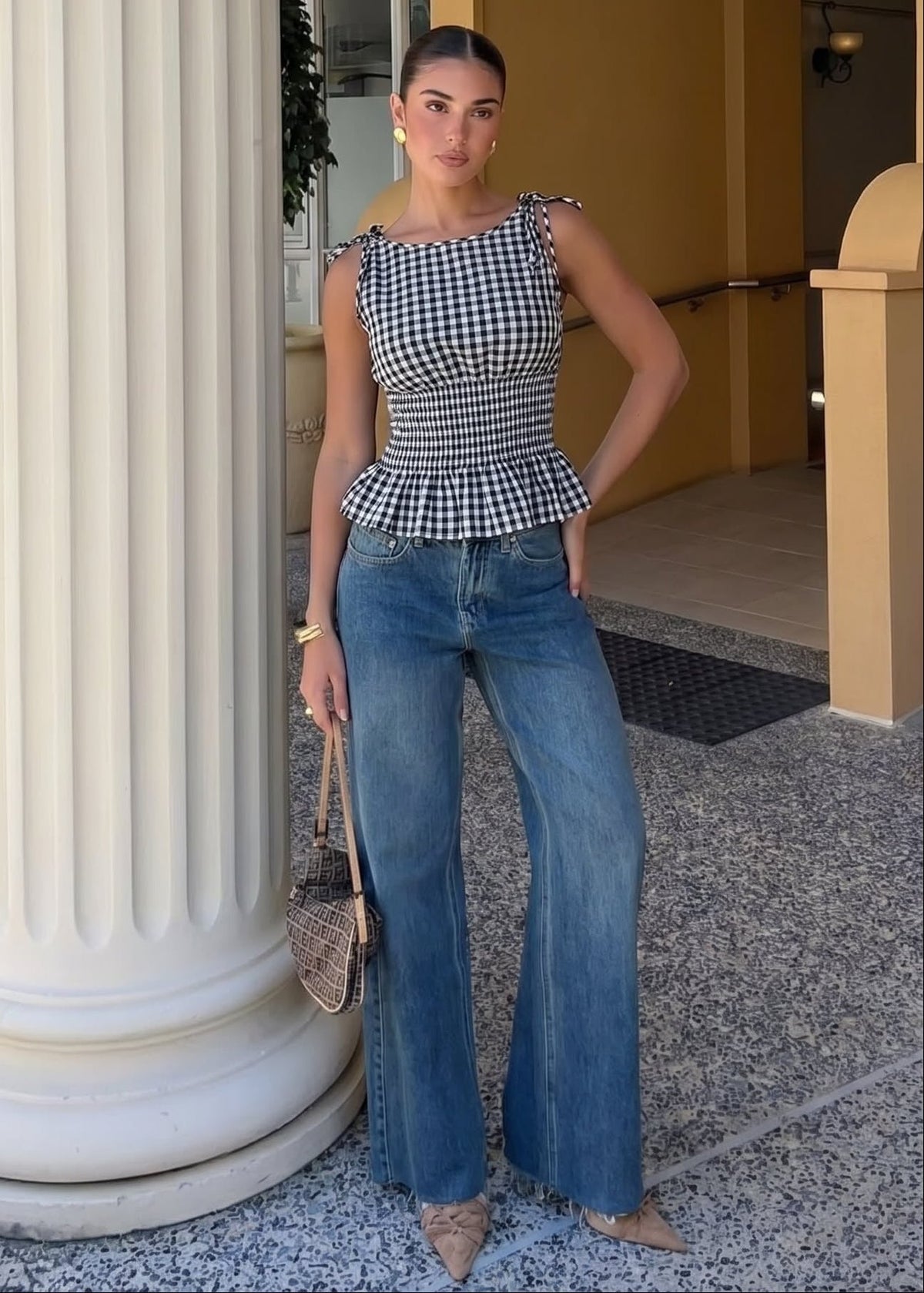 Vintage καρό αμάνικο τοπ Jessica