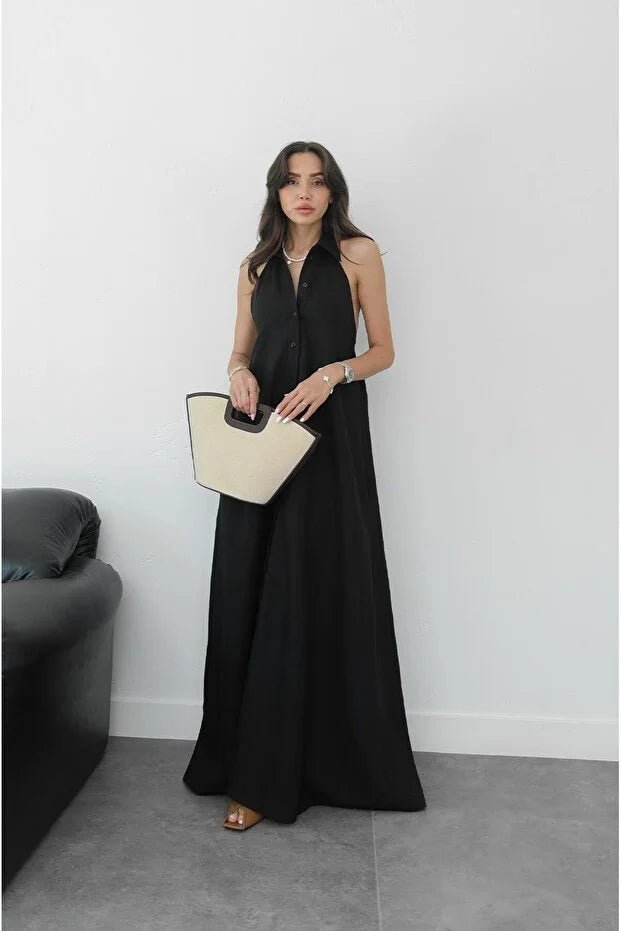 Kaya Halter Neck Elegant Maxi Dress