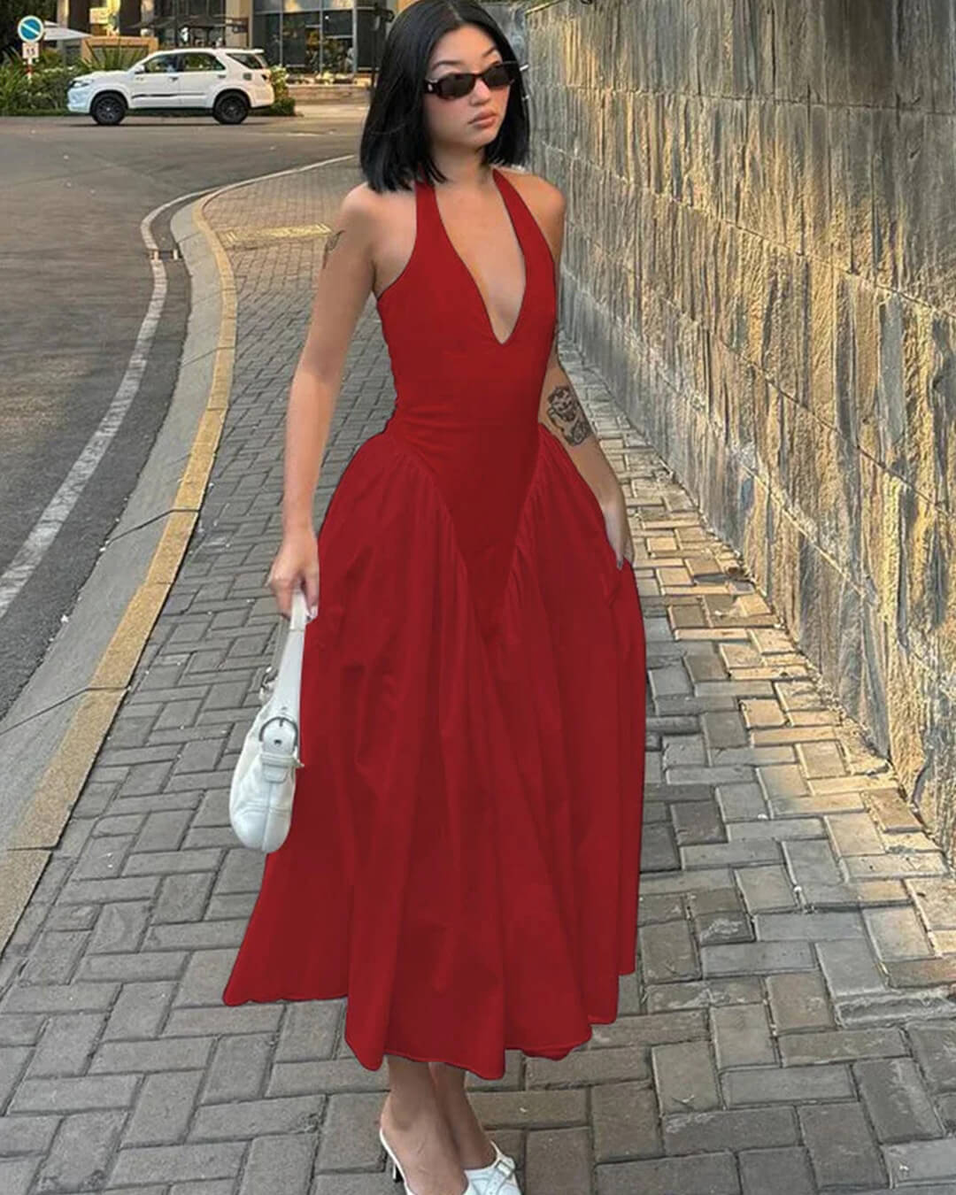 Μάξι φόρεμα Kristy με βαθιά λαιμόκοψη