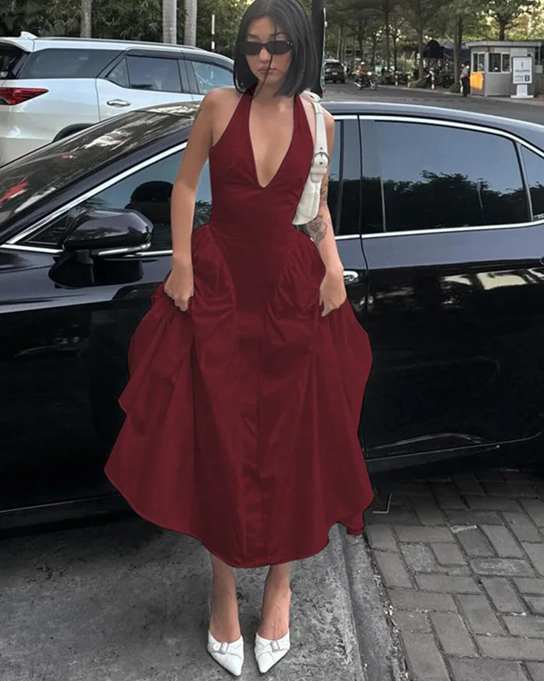 Μάξι φόρεμα Kristy με βαθιά λαιμόκοψη