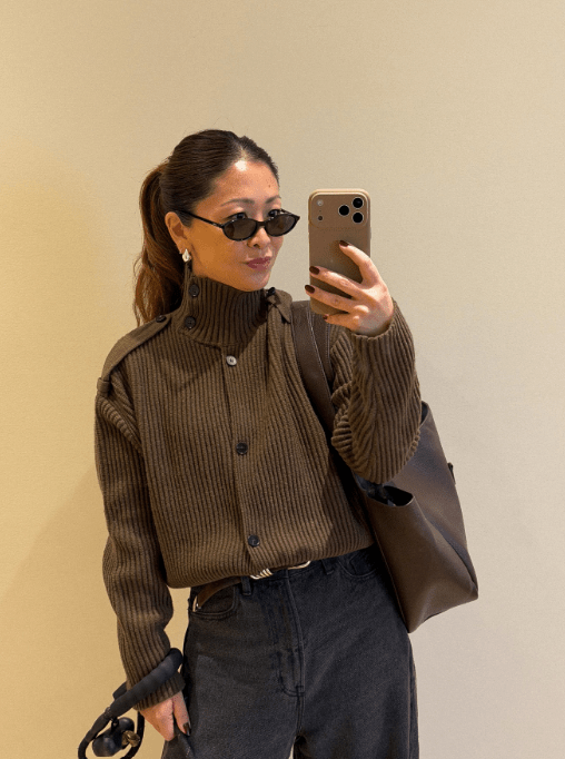Kylie Πλεκτή ζακέτα με ψηλό γιακά