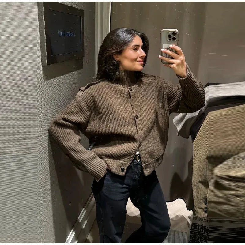 Kylie Πλεκτή ζακέτα με ψηλό γιακά