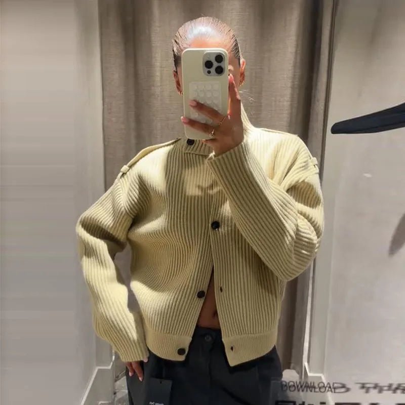 Kylie Πλεκτή ζακέτα με ψηλό γιακά