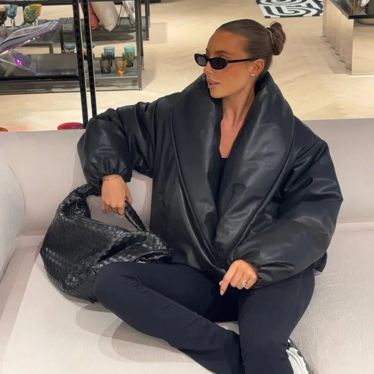 Δερμάτινο μπουφάν με πέτο Lara