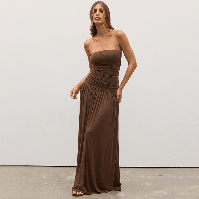 Στράπλες μάξι φόρεμα Lauren με σούρες