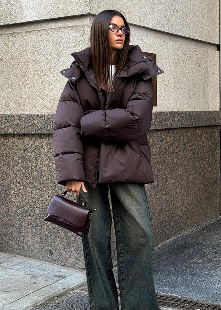 Oversized καπιτονέ μπουφάν Leila με αποσπώμενη κουκούλα