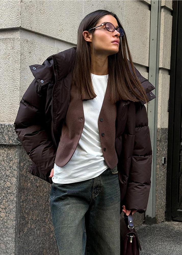 Oversized καπιτονέ μπουφάν Leila με αποσπώμενη κουκούλα