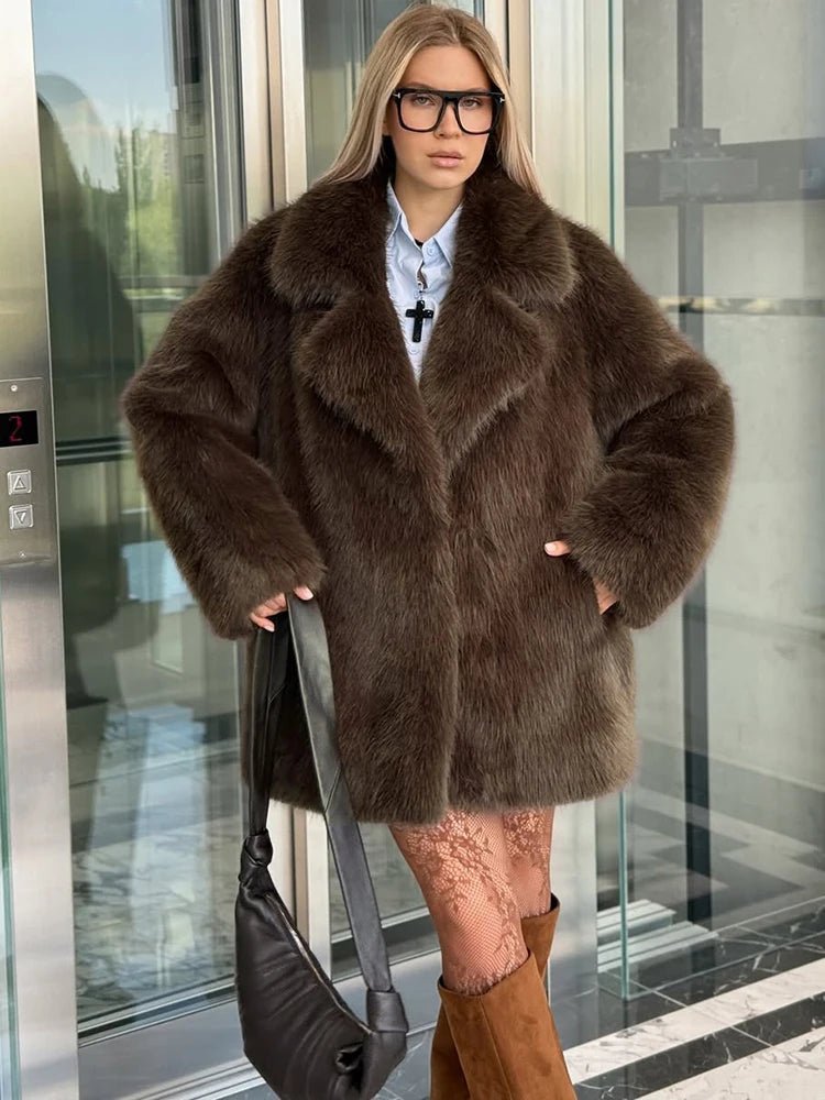 Oversized παλτό Lena από συνθετική γούνα