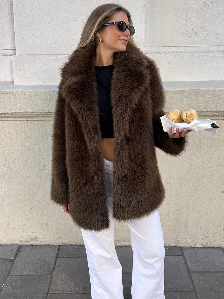 Oversized παλτό Lena από συνθετική γούνα