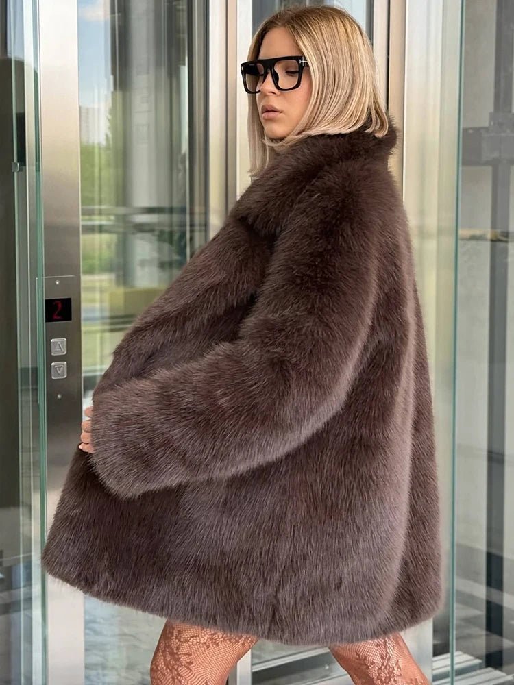 Oversized παλτό Lena από συνθετική γούνα
