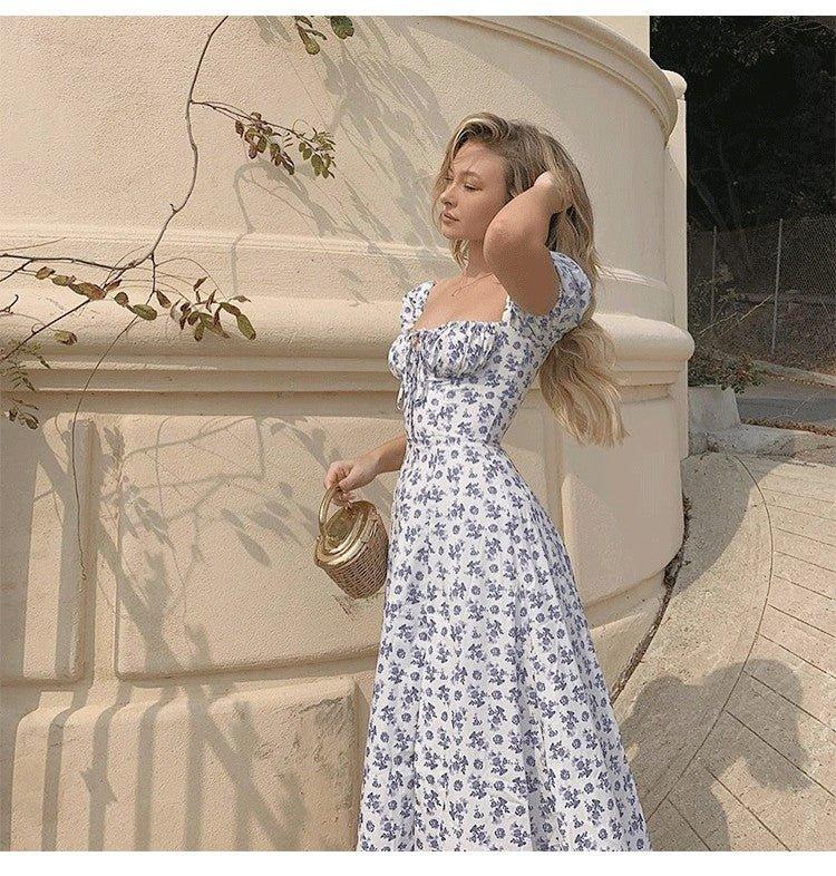Μίντι φλοράλ φόρεμα Lena με φουσκωτά μανίκια