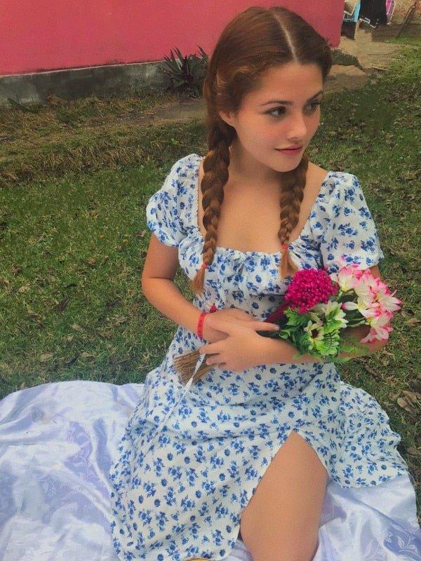 Μίντι φλοράλ φόρεμα Lena με φουσκωτά μανίκια