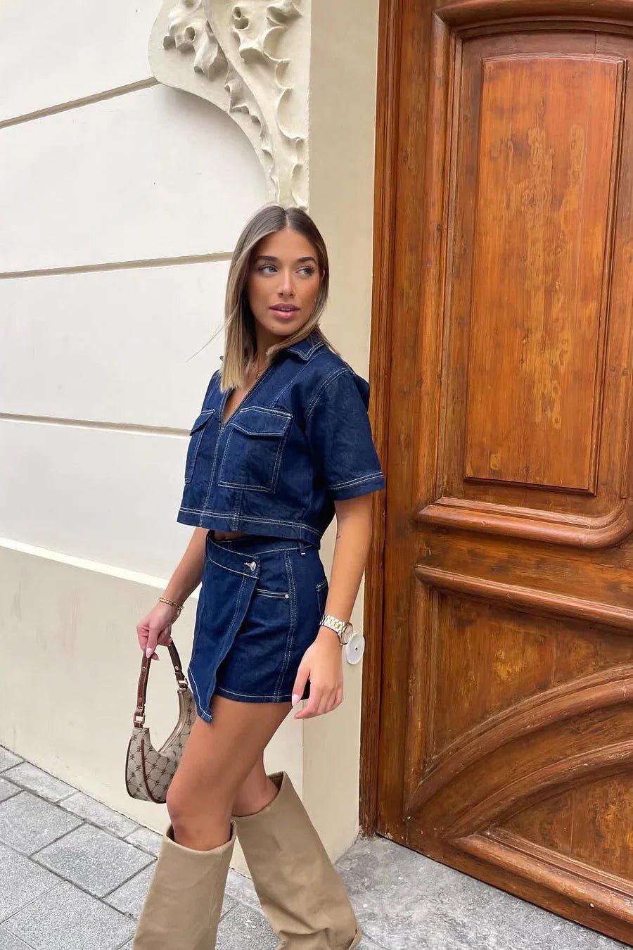 Beatrice Cropped Top & Skorts Set