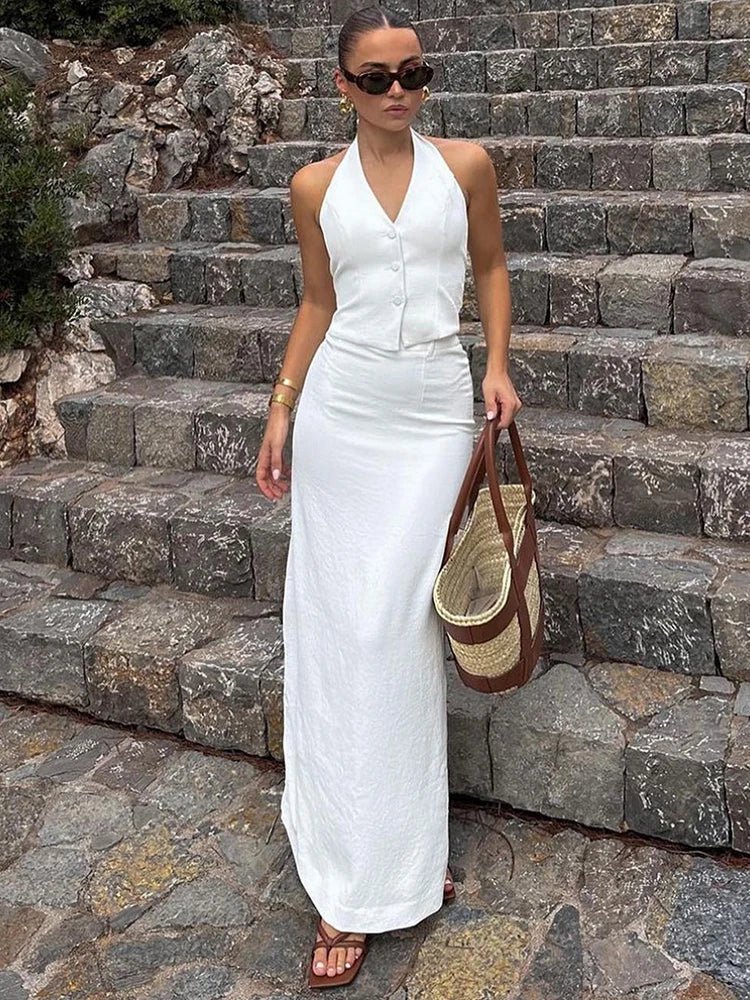 Lianna Halter Maxi Skirt Set