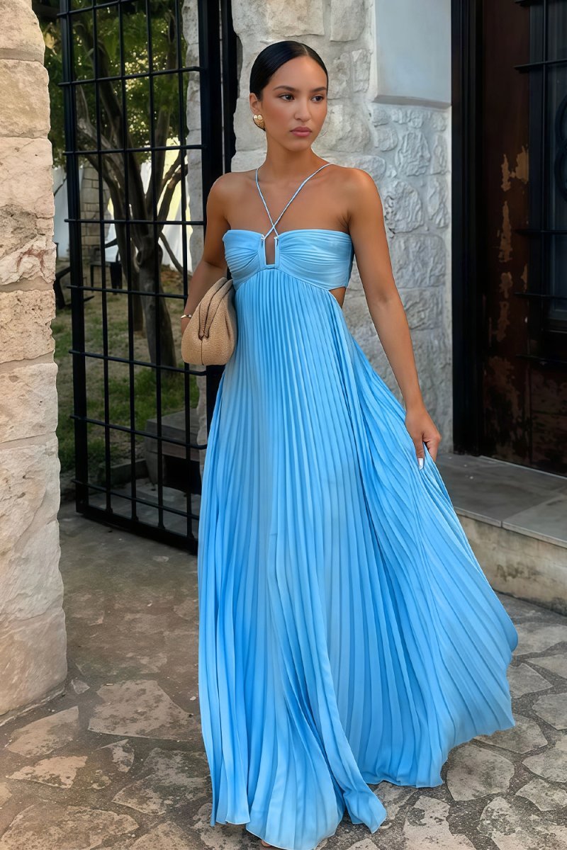 Μάξι φόρεμα Lindsay με ανοίγματα και πιέτες