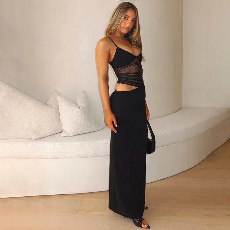 Μάξι φόρεμα Lorraine με διαφάνεια και ανοίγματα