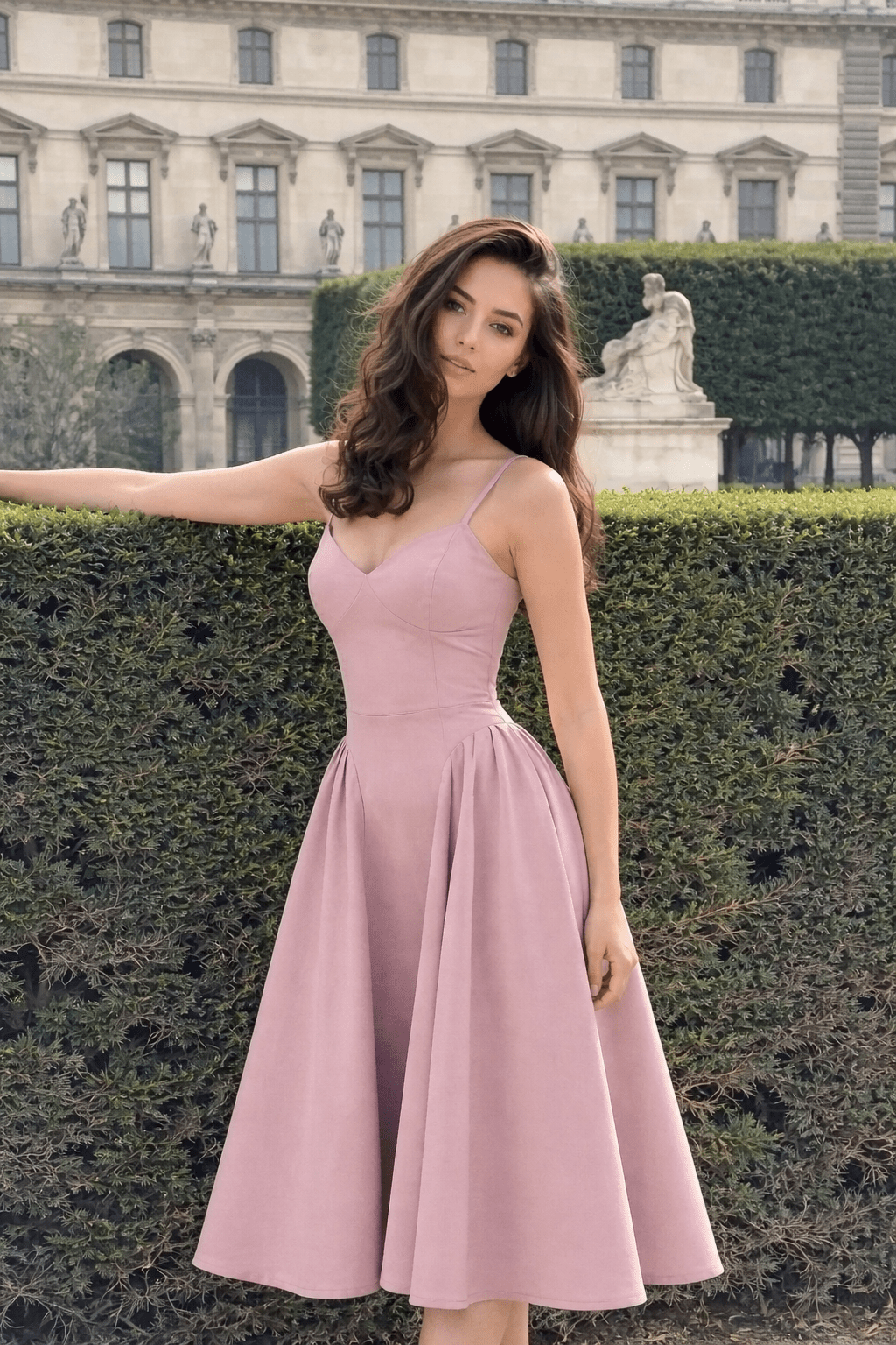 Bianca Bodice Spaghetti Strap Midi Dress