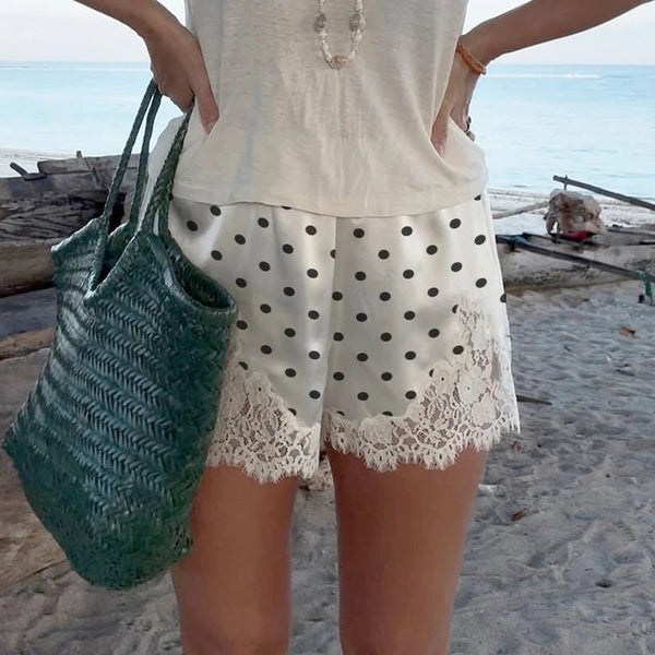 Lucy Lace Polka Dot Satin Shorts