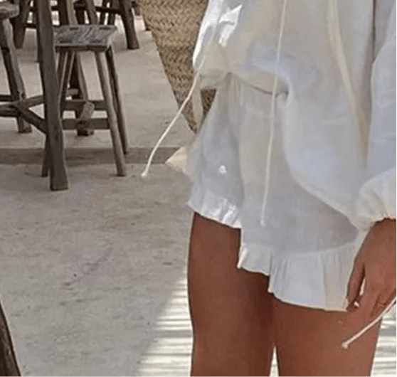 Σετ Luna με μακρυμάνικη μπλούζα με βολάν και σορτς