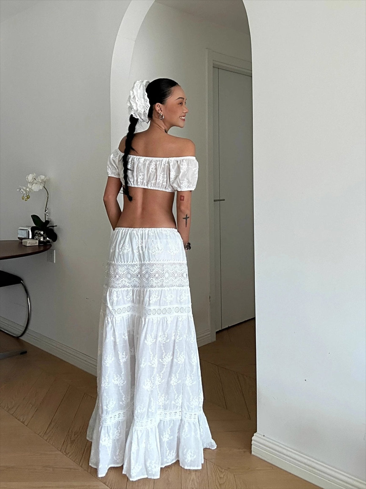 Σετ Margot με bohemian κοντό τοπ και μάξι φούστα