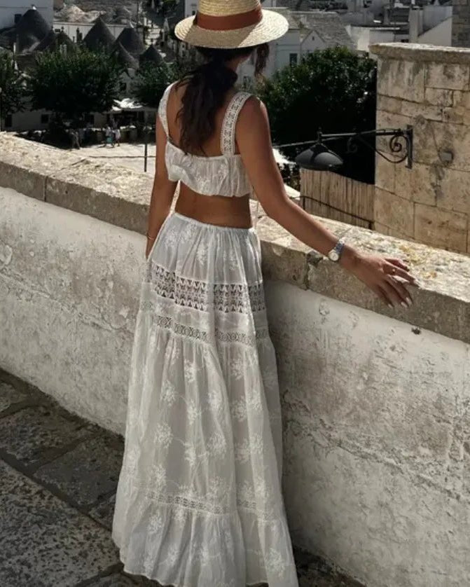 Σετ Margot με bohemian κοντό τοπ και μάξι φούστα