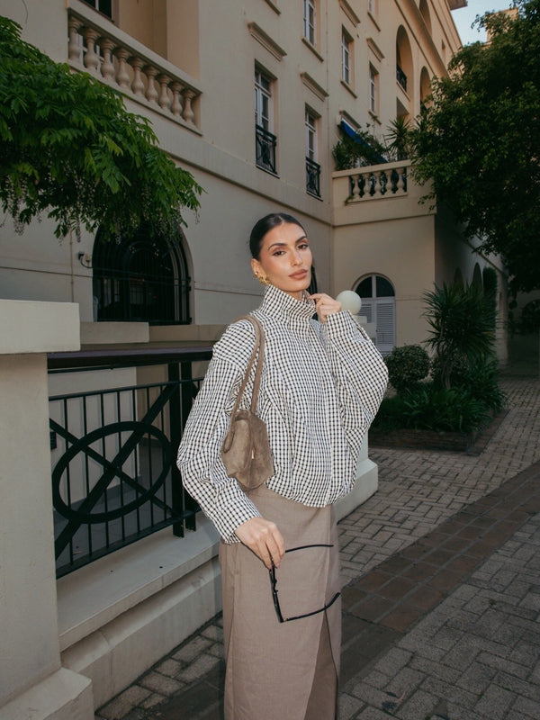 Margot Plaid Funnel Neck Jacket