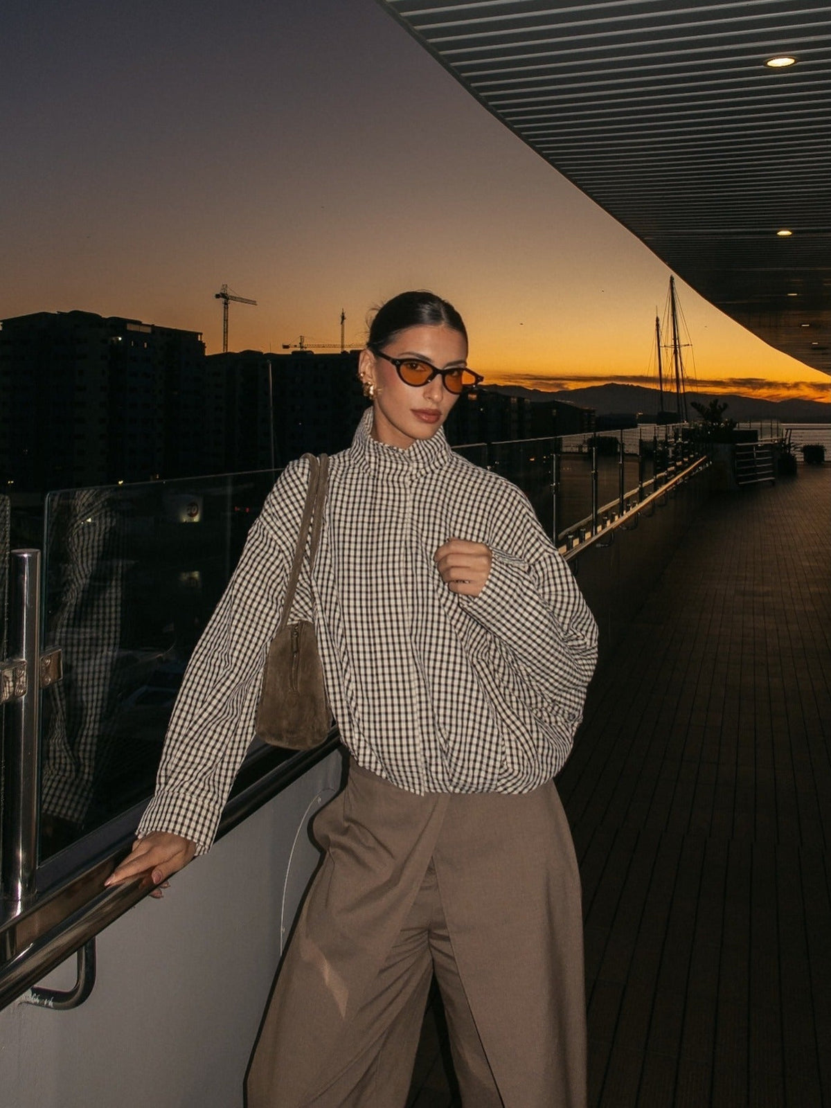 Margot Plaid Funnel Neck Jacket