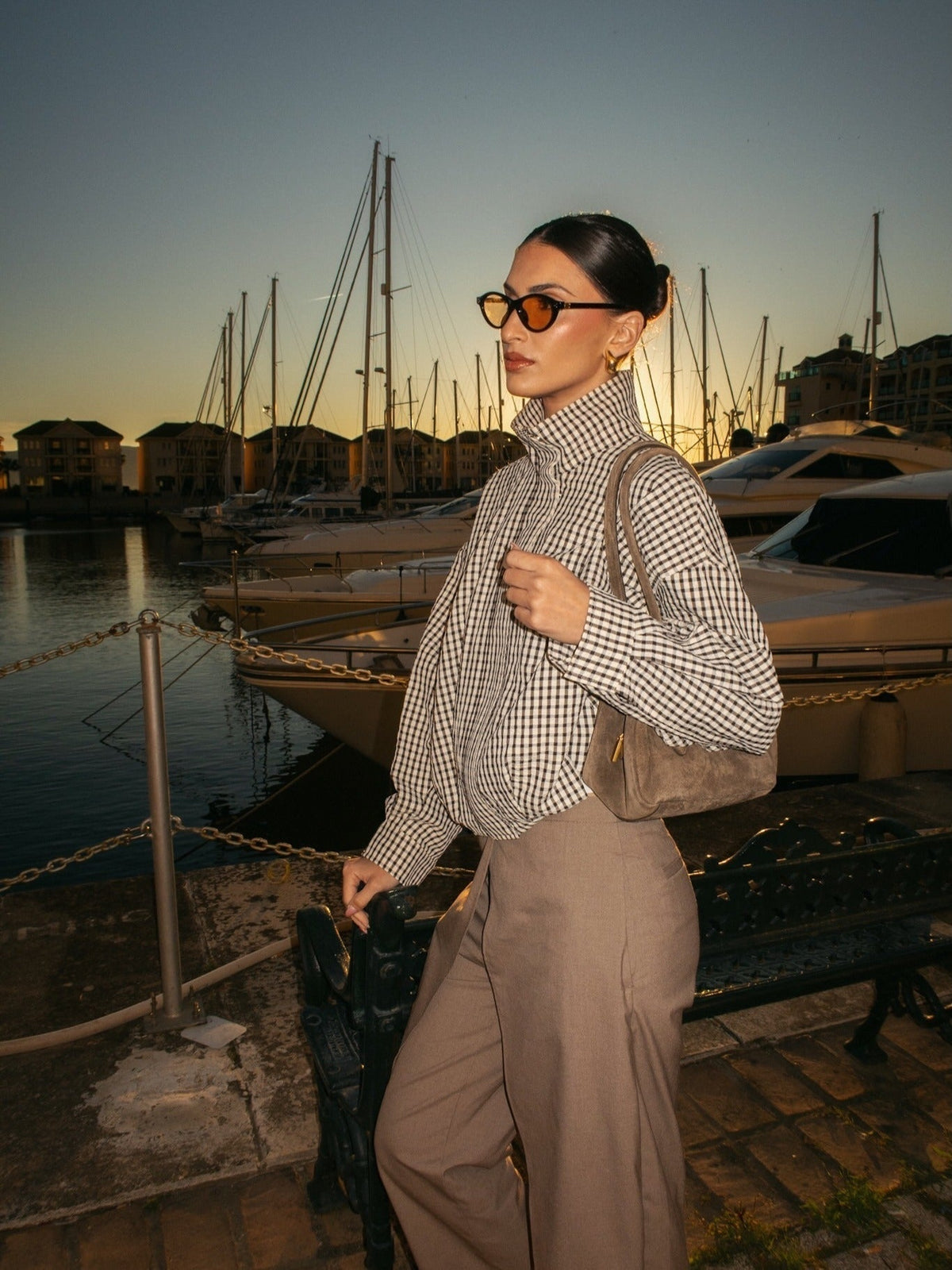 Margot Plaid Funnel Neck Jacket