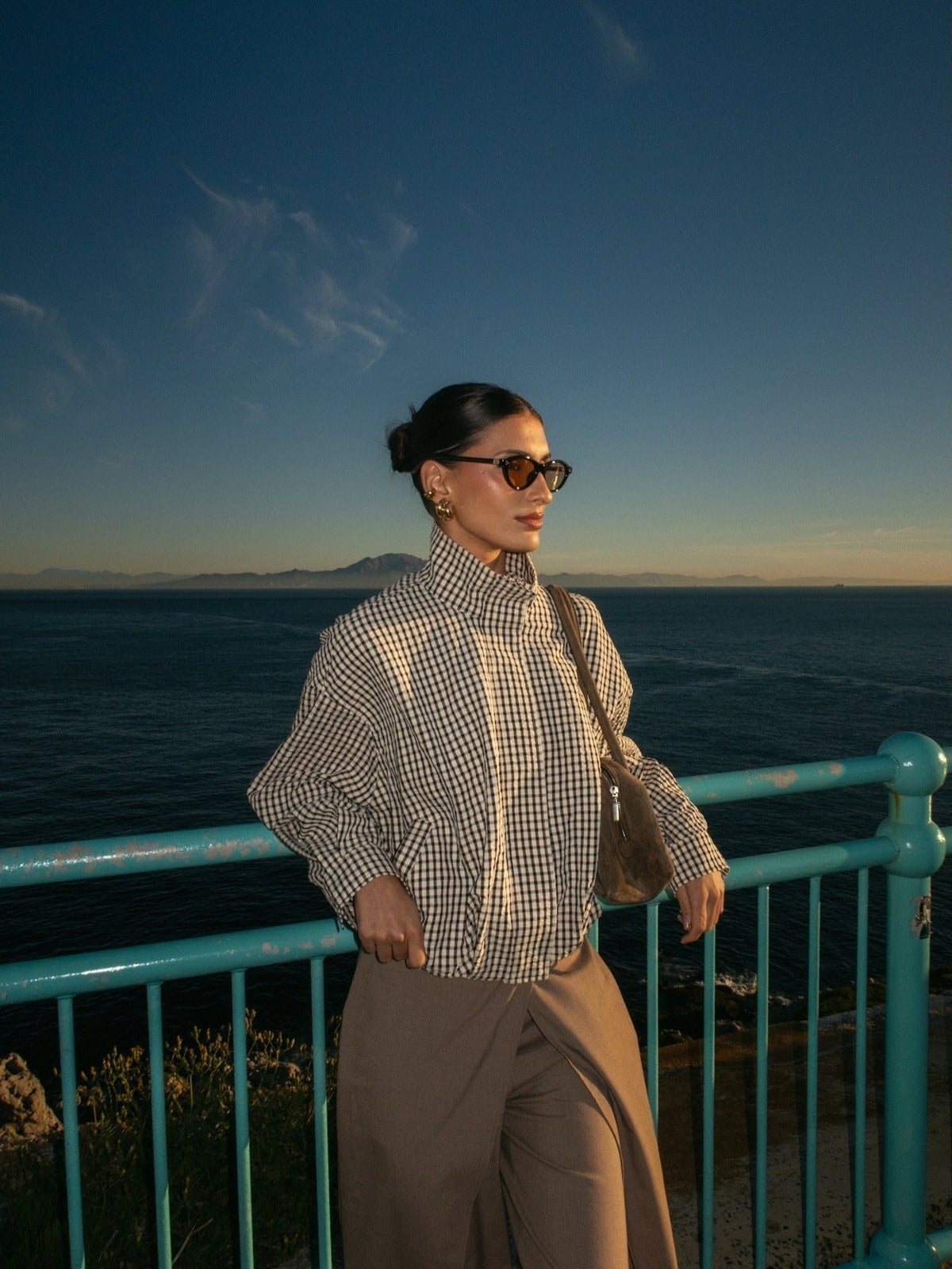 Margot Plaid Funnel Neck Jacket