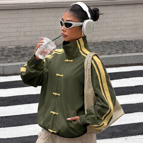 Mary Mandarin Striped Oversized Jacket
