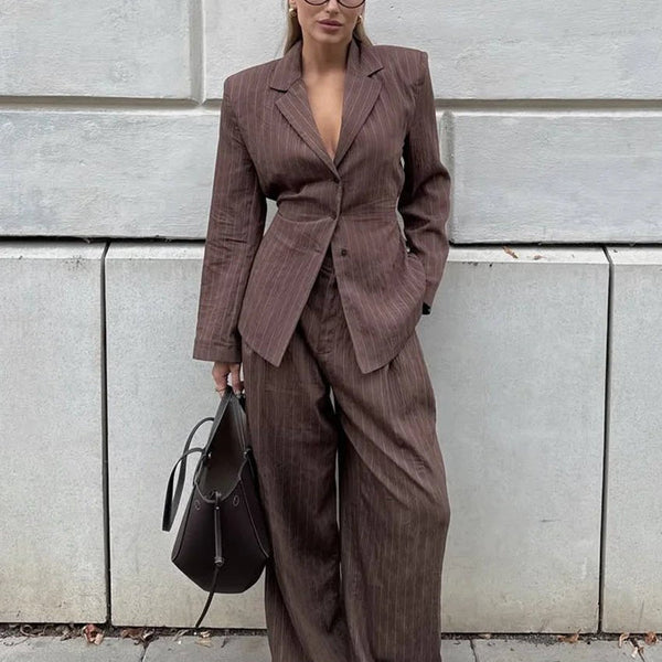 Melanie Pinstripe Pant Suit