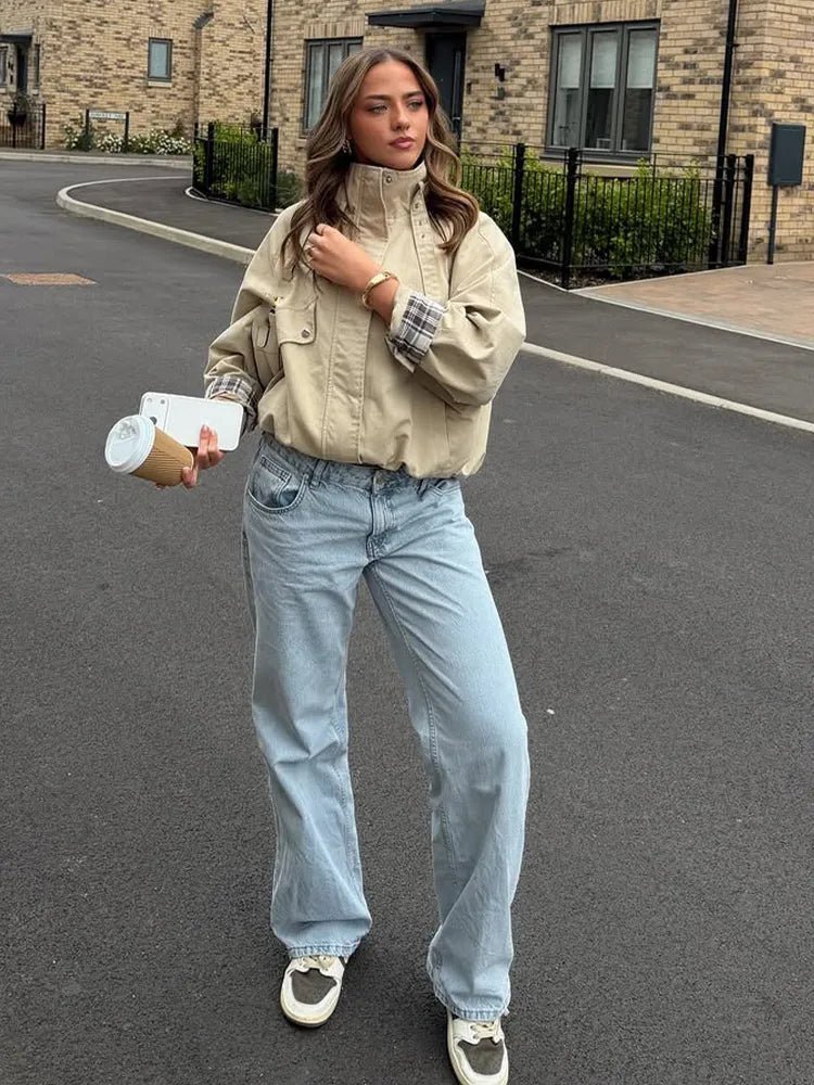 Melanie Stand Collar Bomber Jacket