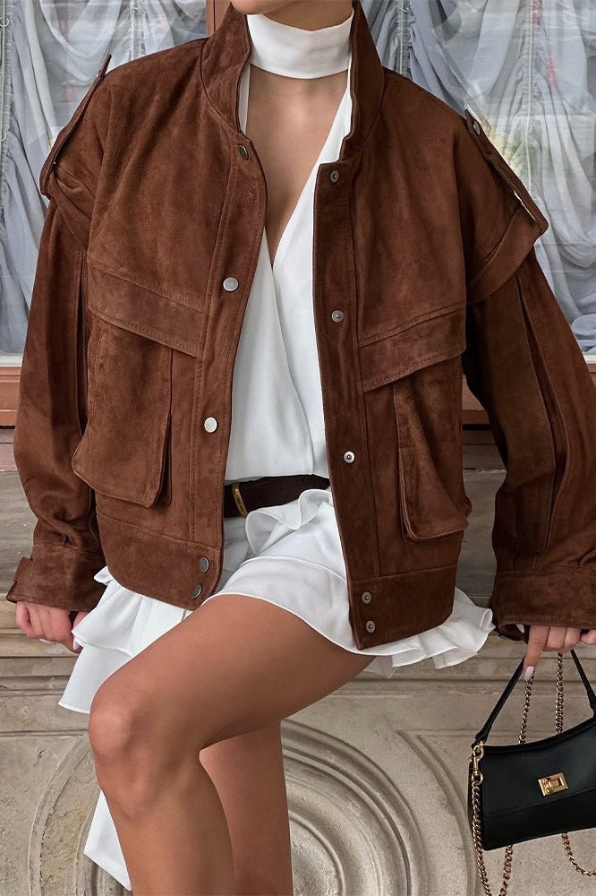 Σουέτ jacket Mila με φαρδιούς ώμους