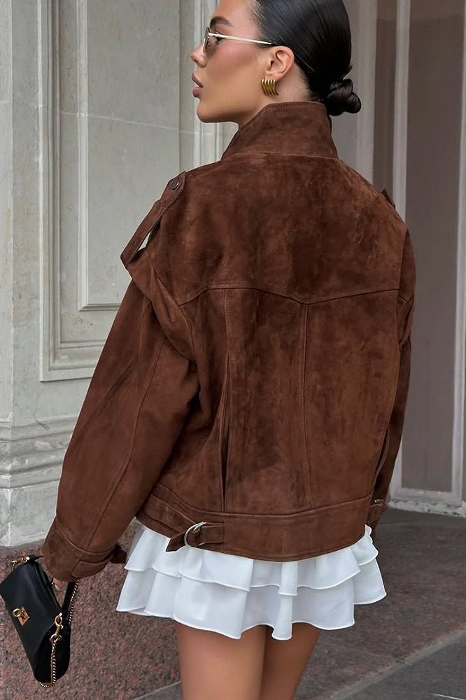 Σουέτ jacket Mila με φαρδιούς ώμους