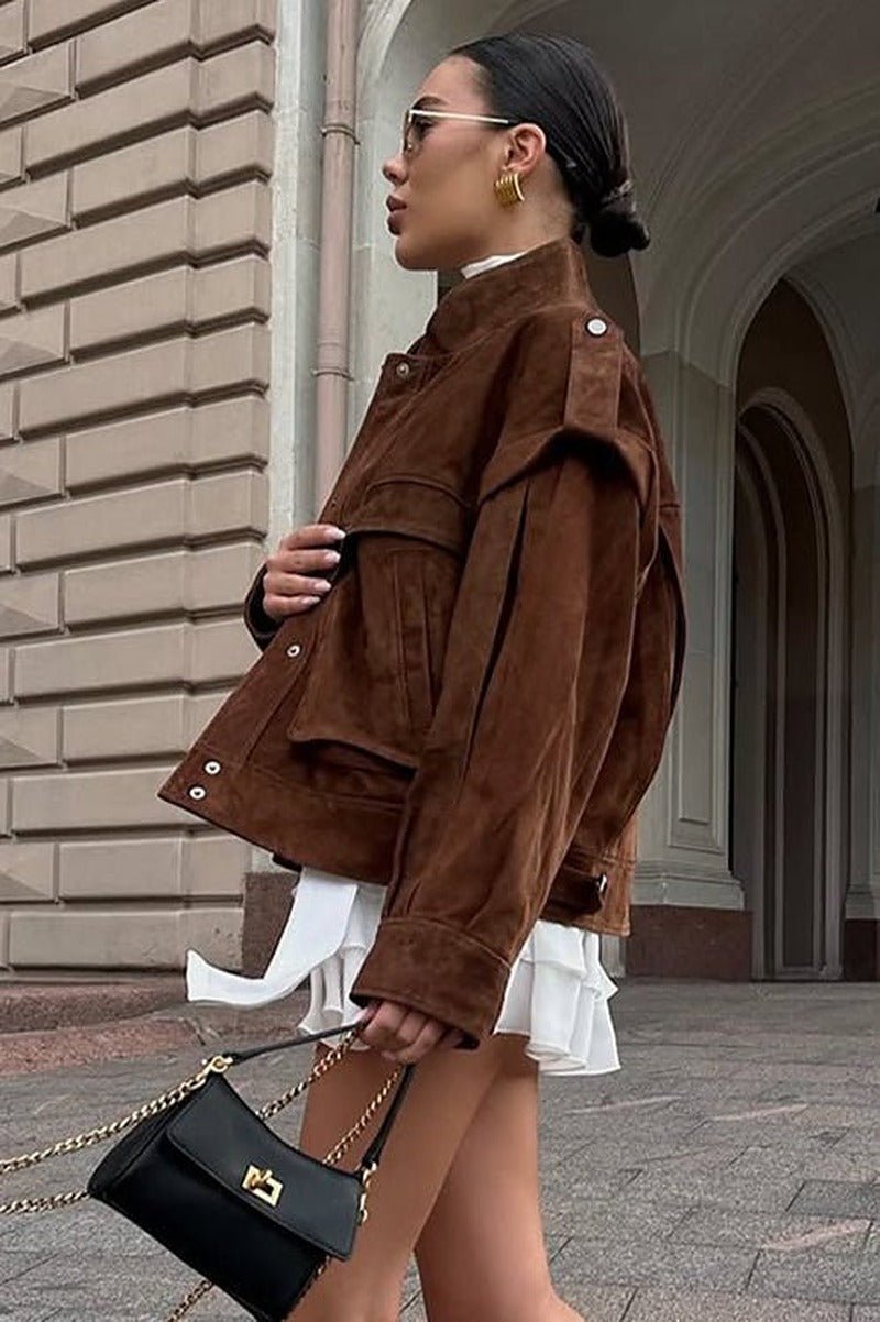Σουέτ jacket Mila με φαρδιούς ώμους