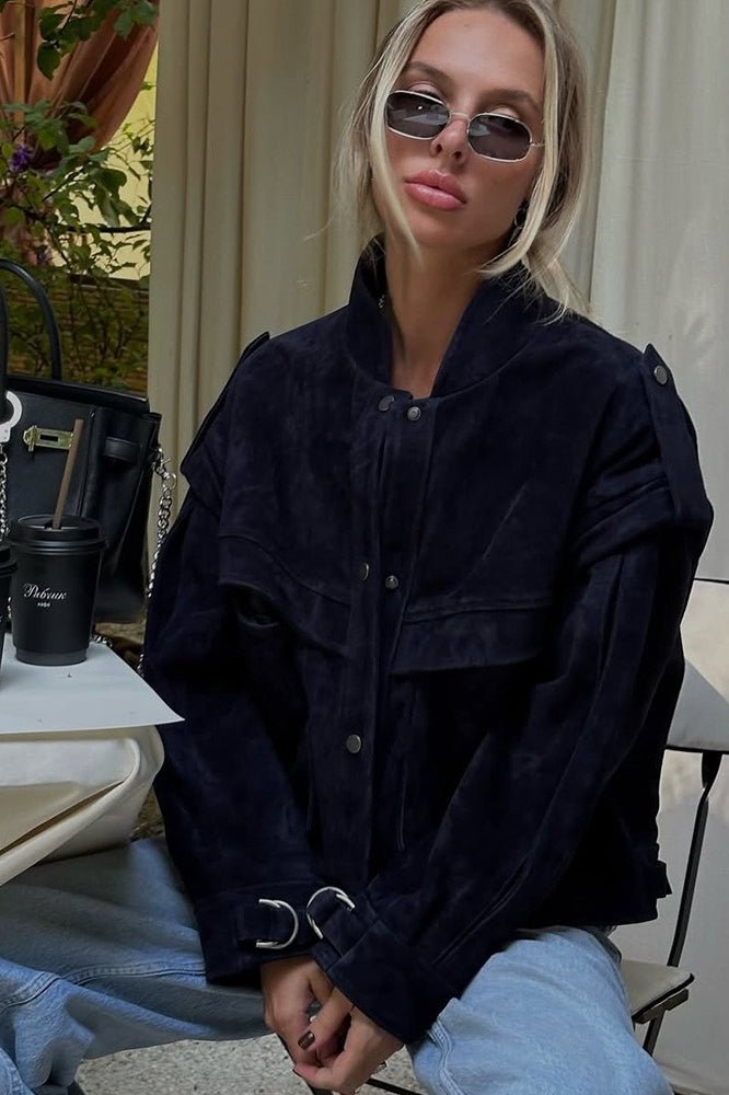 Σουέτ jacket Mila με φαρδιούς ώμους