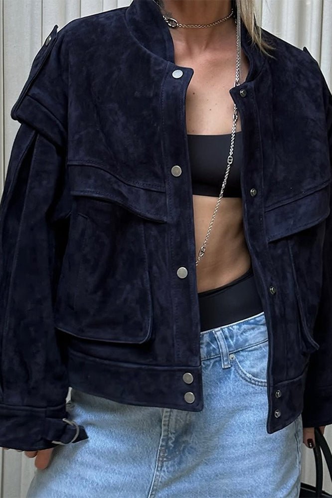 Σουέτ jacket Mila με φαρδιούς ώμους