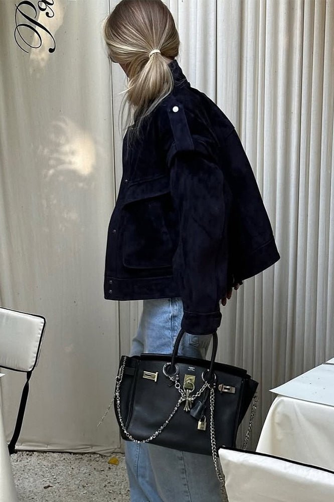 Σουέτ jacket Mila με φαρδιούς ώμους