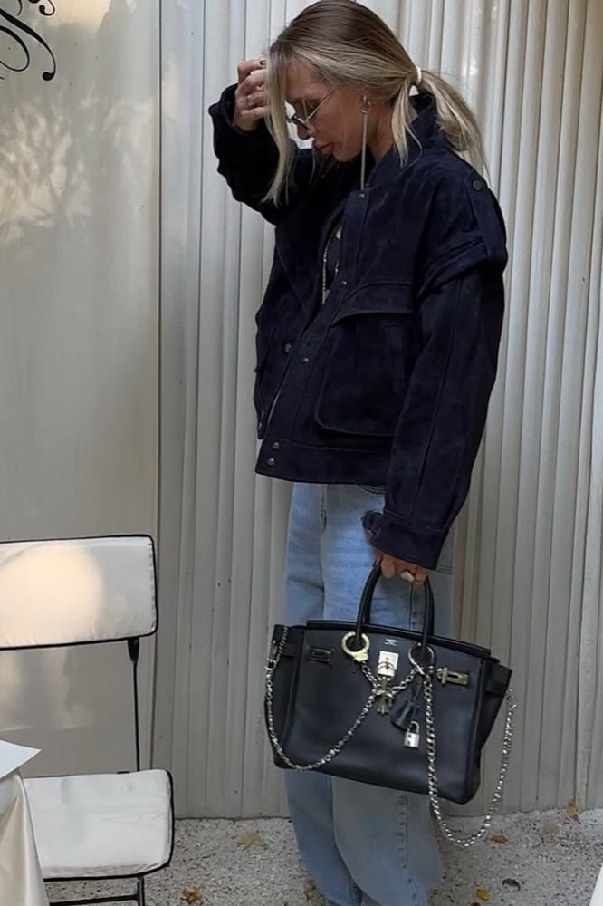 Σουέτ jacket Mila με φαρδιούς ώμους