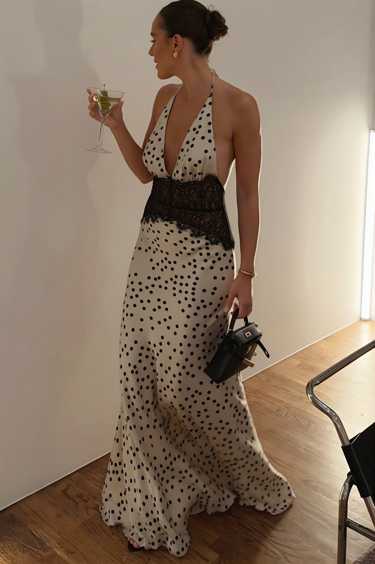 Miriam Polka Dot Lace Maxi Dress