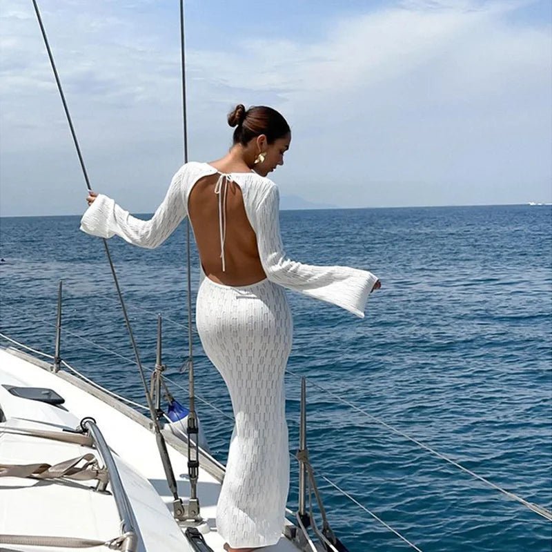 Πλεκτό φόρεμα Natalie με ακάλυπτη πλάτη