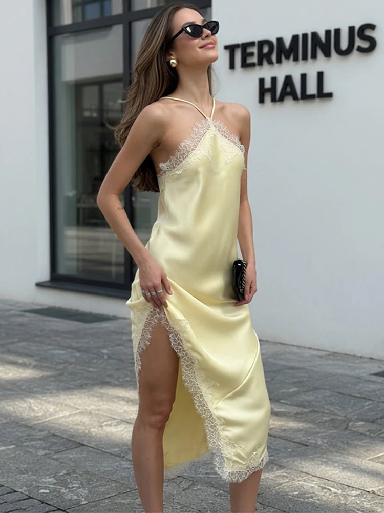 Δαντελένιο μίντι φόρεμα Natalie με ακάλυπτους ώμους